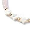 Natural Rose Quartz Round Beaded Bracelets BJEW-JB09878-01-3