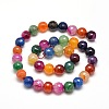 Dyed Natural Agate Faceted Round Beads Strands G-E268-34-2