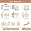 100 Sets 10 Style Unfinished Wood Pendant Decorations AJEW-AR0001-70-2