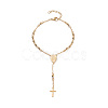 Rosary Bead Bracelets with Cross LS-BJEW-E282-02G-1