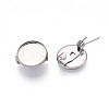 304 Stainless Steel Brooch Cabochon Settings STAS-E547-08A-P-1