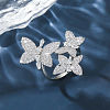 Brass Micro Pave Cubic Zirconia Cuff Rings for Women FS-WGE5C54-01-3