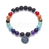Alloy OM Symbol Charm Chakra Round Gemstone Beaded Stretch Bracelets ID6522-3-1