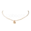 Brass Enamel Pink Rocking Horse Pendant Natural Cultured Freshwater Pearl Beaded Necklaces for Women NJEW-JN06163-2