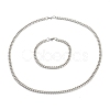 304 Stainless Steel Cuban Link Chain Bracelets & Necklaces Jewelry Sets SJEW-B019-03A-P-2
