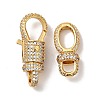 Brass Micro Pave Clear Cubic Zirconia Interlocking Clasps KK-J301-01G-4