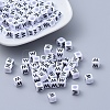 Letter W White Letter Acrylic Cube Beads X-PL37C9308-W-1