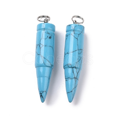 Synthetic Turquoise Pointed Pendants G-D850-13-1