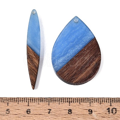 16Pcs 8 Styles Opaque Resin & Walnut Wood Pendants RESI-N053-10-1