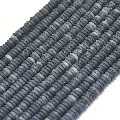 Frosted Natural Black Agate Beads Strands G-K389-C45-01-1