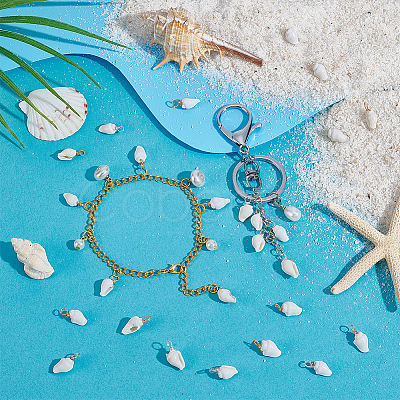 100Pcs 2 Colors Natural Trumpet Shell Pendants PALLOY-GA00041-1