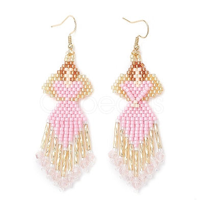 Angel Handmade Glass Seed Beads Dangle Earrings EJEW-MZ00538-1
