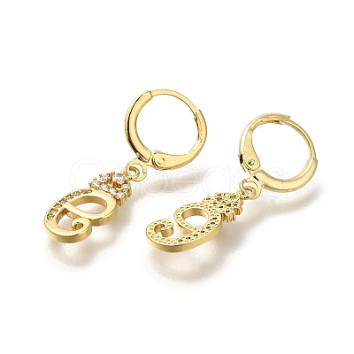 Brass Clear Cubic Zirconia Hoop Earrings EJEW-M045-01E-1