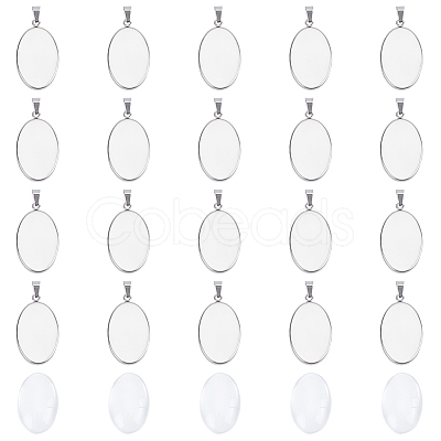 Oval DIY 304 Stainless Steel Pendant Making Kit DIY-HY0002-39-1