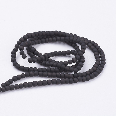 Painted Glass Round Bead Strands X-DGLA-S072-4mm-24-1