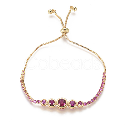 Adjustable Brass Micro Pave Cubic Zirconia Bolo Bracelets BJEW-F404-01B-G-1