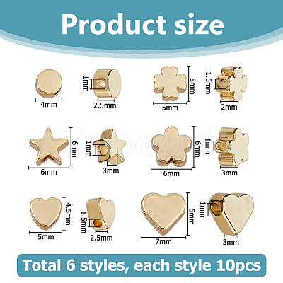 60Pcs 6 Styles Brass Beads KK-HS0015-06-1