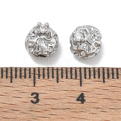 Brass Micro Pave Clear Cubic Zirconia Beads CU-CBA91C0-06P-1