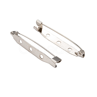 Iron Brooch Pin Back Safety Catch Bar Pins with Holes IFIN-X0029-P-1
