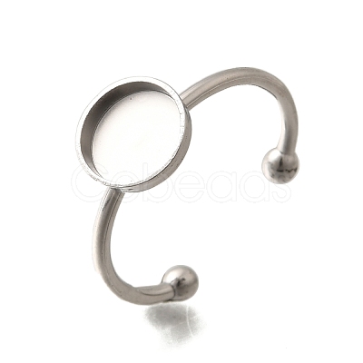 304 Stainless Steel Open Cuff Ring Components STAS-M057-01C-P-1