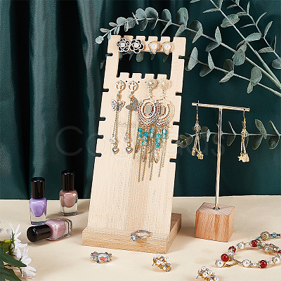 16-Hole 2-Row Wood Jewelry Display Stands EDIS-WH0016-007B-1
