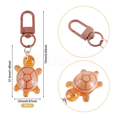 3Pcs Resin Tortoise Pendant Decorations HJEW-TA0001-39F-1
