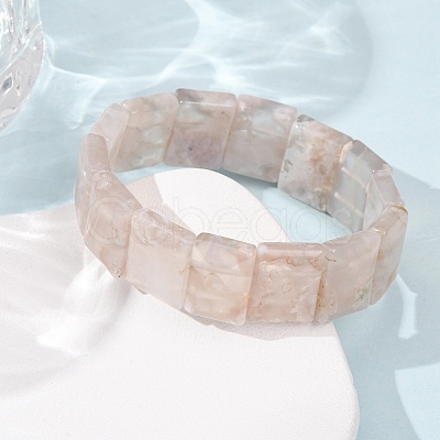 Natural Cherry Blossom Agate Beads Stretch Bracelets for Women BJEW-A168-01-1
