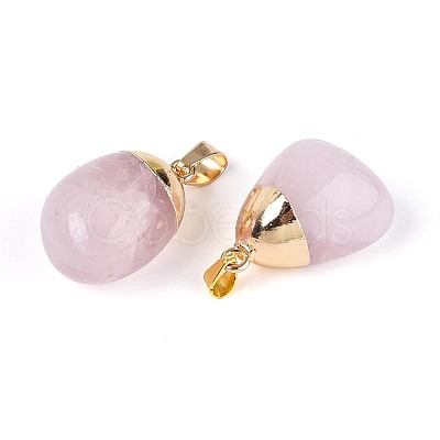 Natural Rose Quartz Pendants G-N360-05G-02-1