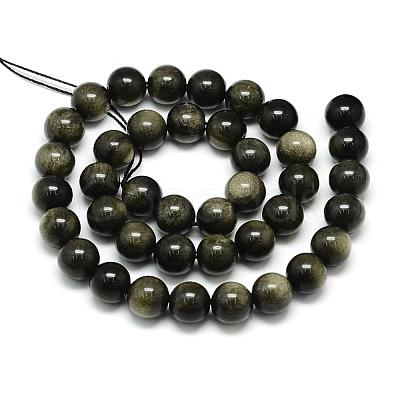 Natural Golden Sheen Obsidian Beads Strands G-S150-20-8mm-1