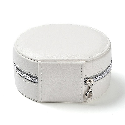 Round PU Imitation Leather Jewelry Storage Zipper Boxes PAAG-PW0003-07A-1