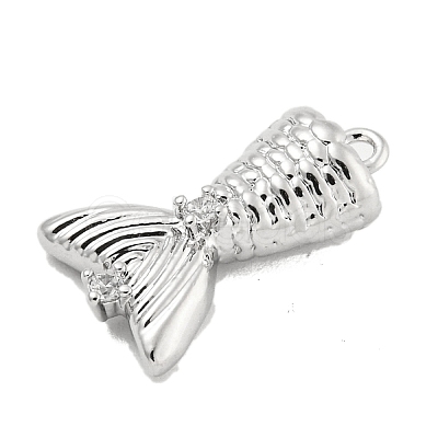 Brass Micro Pave Clear Cubic Zirconia Pendants KK-U015-08P-1