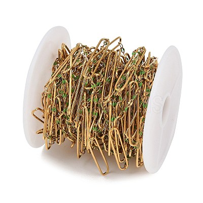 304 Stainless Steel Enamel Dapped Chain Oval Link Chains CHS-K021-15G-11-1