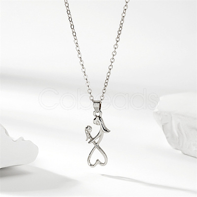 Mom Daughter Family Heart Alloy Pendant Necklaces FS-WG2DA38-02-1