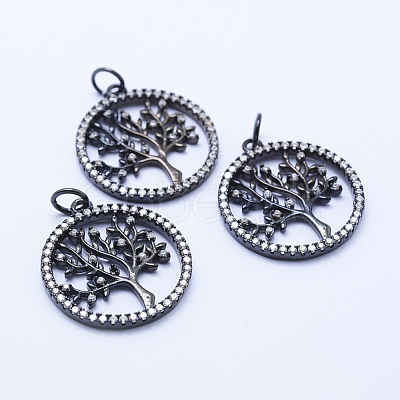 Brass Micro Pave Cubic Zirconia Pendants KK-P133-05B-NR-1