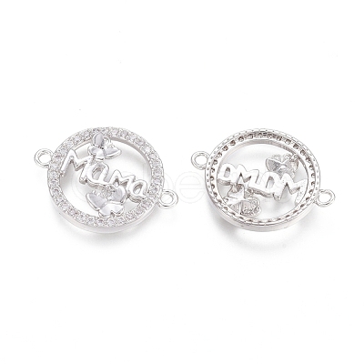 Brass Micro Pave Clear Cubic Zirconia Links Connectors ZIRC-G152-16P-1