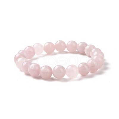 Natural Rose Quartz Bead Stretch Bracelets BJEW-K212-C-045-1