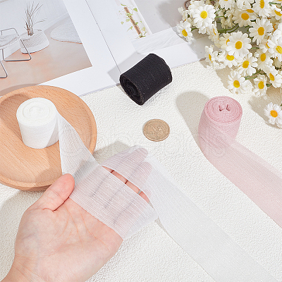 3 Rolls 3 Colors Polyester Chiffon Ribbon OCOR-CY0003-74-1