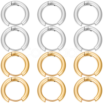 12Pairs 2 Colors 304 Stainless Steel Huggie Hoop Earrings EJEW-SC0001-96-1