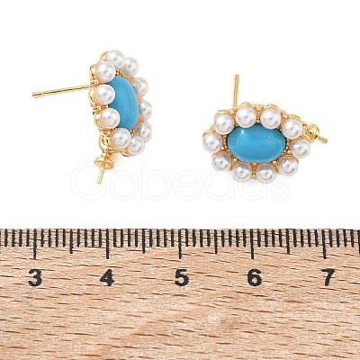 Brass and ABS Plastic Imitation Pearl Stud Earring Findings KK-C172-14B-G-1