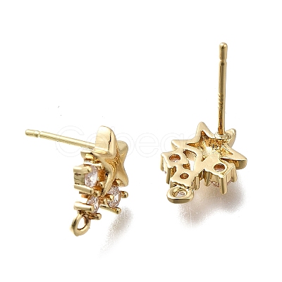 Brass with Cubic Zirconia Stud Earring Finding KK-Q048-14G-1