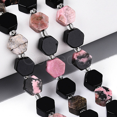 Natural Obsidian & Rhodonite Beads Strands G-N358-03A-04-1