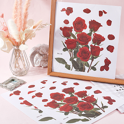 Rose PVC Self Adhesive Decorative Stickers DIY-WH20031-045-1