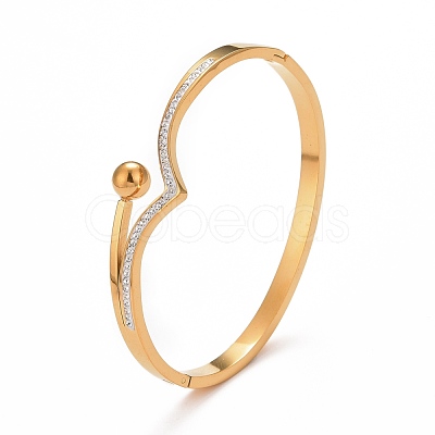 Crystal Rhinestone Wave Hinged Bangle Hand Polished BJEW-G648-04G-1