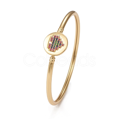 Rack Plating Brass Micro Pave Cubic Zirconia Bangles BJEW-E071-22G-01-1
