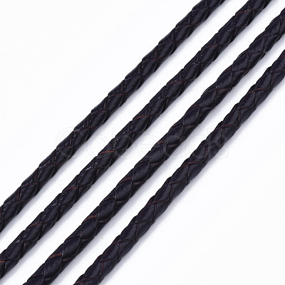 Braided Cowhide Leather Cord NWIR-N005-01G-4mm-1