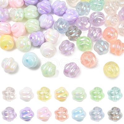 30Pcs Luminous Transparent Rainbow Iridescent Acrylic Beads LACR-YW0001-07-1