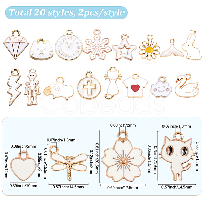 40Pcs 20 Styles Alloy Enamel Pendants ENAM-SC0009-99-1