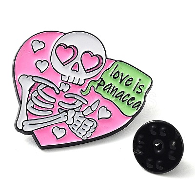 Valentine's Day Black Zinc Alloy Brooches JEWB-E033-03EB-04-1