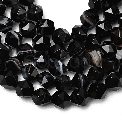 Natural Black Banded Agate/Striped AgateBeads Strands G-Z119-A03-01-1