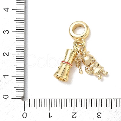 Brass Micro Pave Orange Cubic Zirconia European Dangle Charms KK-CBA765A-04G-1